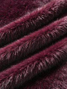 Auralis Burgundy Faux Fur/Plush Coat With Large Lapel – Perfect For Autumn/Winter Parties - Burgundy - View 10