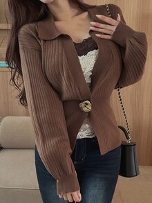 DAZY Women Cardigans - Coklat - View 7