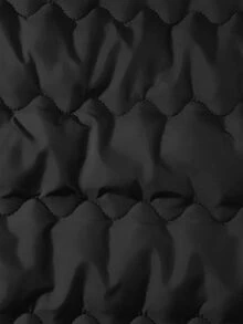 Easura Plus Button Front Vest Onion Quilted Winter Coat - Black - View 12