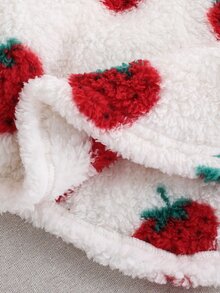 SHEIN 2pcs/Set Baju dan Legging Rajut Kasual Modis Model Bahu Jatuh untuk Anak Perempuan dengan Gambar "Senyum" - Merah - View 8