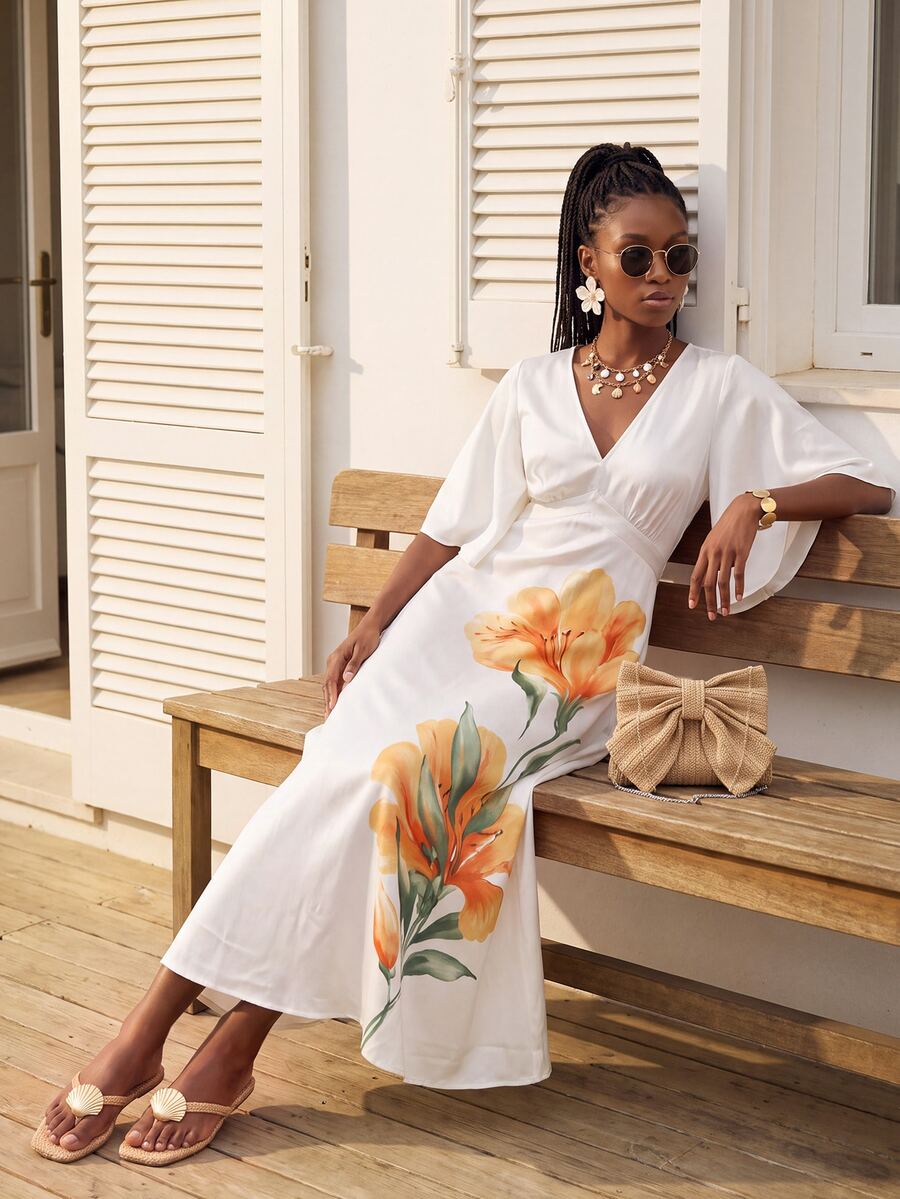 CAJUNI New Year's Maxi Floral Dress - Multicolor - View 1