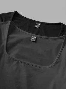 SHEIN EZwear 2件組女款純色方領長袖休閒百搭T恤 - 彩色 - 查看 10