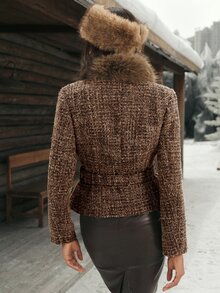 MOTF PREMIUM WOMEN'S AUTUMN/WINTER PLAID LONG SLEEVE ELEGANT OVERCOAT - Multicolor - View 3