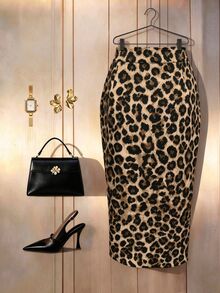 Franclia Leopard Print Ruched Asymmetrical Hem Skirt - Multicolor - View 3