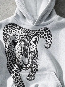 Manfinity EMRG Men's Cheetah Print Sketch Pattern Hoodie & Wide Leg Sweatpants Set, Autumn/Winter Street Fashion Casual 2 Pieces Outfit With Elastic Waist Drawstring - Multicolor - View 3
