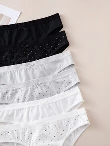 SHEIN 6pcs/Pack Fresh Small Polka Dot Comfortable Minimalist Women's Triangle Panties - Multicolor - View 4
