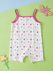 Peppa Pig X SHEIN رومبير بحمالات سباغيتي مطبوع عليه قلب كرتوني للبنات الصغيرات - متعدد الألوان - مشاهدة 2