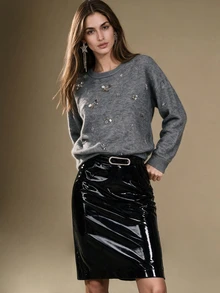 Briarwyn Women's Crew Neck Casual Versatile Daily Wear Long Sleeve Sweater - Grey - View 5