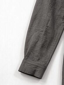 LUMIGAL Women's Grey Linen Cargo Pocket Casual Jumpsuit, Cinched Waist, Elegant Commute Style, Spring/Autumn - Grey - View 5