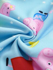 Peppa Pig X SHEIN Baby Boy Snug Fit Round Neck Short Sleeve Top And Long Pants Loungewear - Blue - View 6