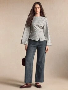 BizChic Women's Striped Boat Neck Long Sleeve Casual Fashion Shirt - Blue and White - View 3