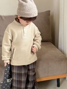 Dazy Kids Infant (Boy) Round Neck Fleece Korean Style Long Sleeve Sweatshirt - Baby Blue - View 3