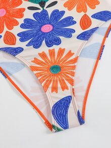 Bonvoyette Women's Summer New Beach 2 Pieces Set With One-Piece Top, Gradient Braided Rope Spaghetti Strap, Side Tie Beach Skirt Bikini 3 Pieces Set - Multicolor - View 5