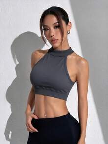 Dewbera Dewbera 女款運動內衣 素色極簡時尚休閒日常穿著 - 深灰色 - 查看 1