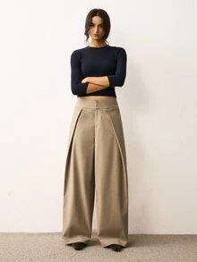 ATUI Studio Women's Solid Color Casual Daily Wear Suit Pants - Brown - View 3