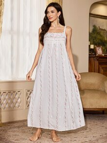 PalaceNights Vintage Palace Romantic Women's Robe + Camisole Long Nightgown 2 Pieces Set - White - View 6