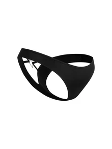 AltBold 1pc Plus Size Women Solid Color Cutout Design Thong - Black - View 2