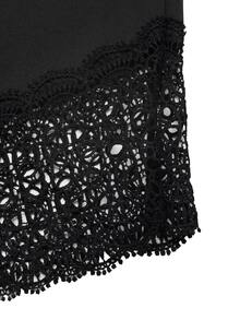 LUMIGAL Women's Solid Color Cutout Design Lace Hem Loose Fit Dress - Black - View 8