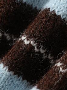 Hapijoa Sweater Lengan Panjang Kasual Harian Motif Blok Warna untuk Anak Perempuan Remaja - Coklat - View 9