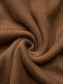 INAWLY Plus Size Women Solid Color Casual Versatile Daily Wear Top Fall - Brown - View 3