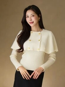 DAZY 2PCS Women Sweater Co-Ords - Beige - View 1