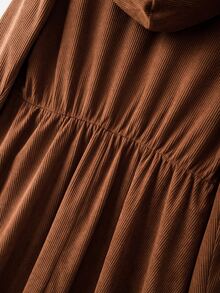 GlowEve CURVE Gaun Wanita Lengan Panjang Berkerudung dengan Resleting, Warna Polos, Musim Gugur/Dingin - Coklat - View 3