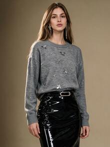 Briarwyn Women's Crew Neck Casual Versatile Daily Wear Long Sleeve Sweater - Grey - View 3