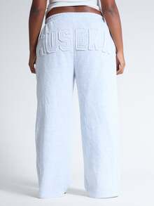 MUSERA Plus Size Grey Jersey Graphic Detail Straight Leg Joggers Spring Summer Casual Everyday Day Outfit Going Out - Light Grey - View 4