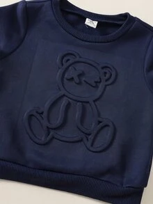 SHEIN 6件組男嬰字母圖案針織軟綿圓領長袖套頭衛衣彈性腰長褲舒適秋冬服飾 - 彩色 - 查看 6