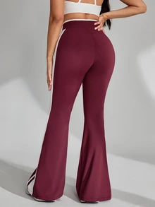 Slayform 1 buah Legging Reguler + Desain Jala Kontras/Gaya Dasar/Burgundy + Legging Olahraga + Kebugaran/Yoga - MultiWarna - View 2
