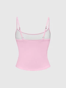 ROMWE Grunge Punk Women's Slogan Graphic Casual Daily Wear Camisole Tank Top - Pink - View 2