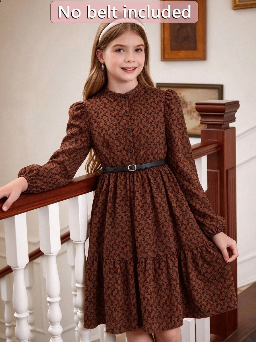 SHEIN Tween Girl Floral Long Sleeve Girls Clothes 8 To 12 Years Halloween Outfit Fall Style US Fall Style - Multicolor - View 1