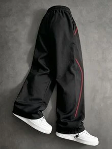 Sport MetroGents Men's Geometric Print Drawstring Waist Loose Fit Sports Pants - Black - View 2