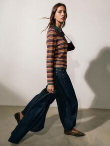 Nöista Sweater Lengan Panjang Kasual Bergaris untuk Wanita, Cocok untuk Sehari-hari - Purple - View 5