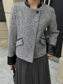 DAZY Women's Winter Korean Style Elegant Tweed Casual Overcoat - Multicolor - View 1