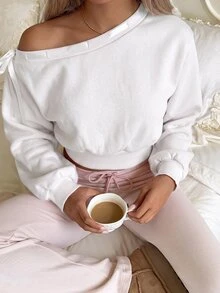 CovetEZ Women Sweatshirts Hoodies Lounge Light Pink Autumn Cute - White - View 4