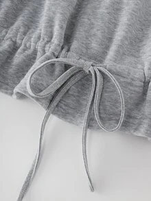 LUMIGAL Oversized Half-Zip Ruffle Hem Crop Jacket And Wide Leg Full Length Co-Ord Two Pieces Set Fall/Winter - Light Grey - View 5