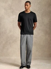EverLounge 4pcs/Set Men's Printed Plaid Trim Comfortable Soft Short Sleeve Top And Shorts Loungewear Set - Multicolor - View 3