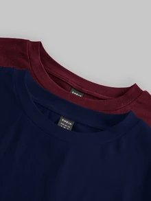 SHEIN EZwear 2件組女款素色圓領長袖休閒百搭T恤 - 彩色 - 查看 7