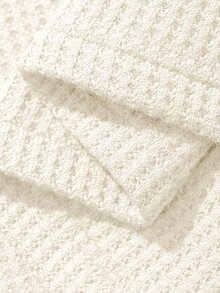 FRIFUL Women's Korean Style Autumn Colorblock Thick Waffle Knit T-Shirt - Beige - View 6