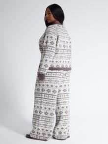 MUSERA كارديجان نسائي مقاس كبير مطبوع محبوك بأزرار وأكمام طويلة للخريف والشتاء، إطلالة يومية كاجوال - متعدد الألوان - مشاهدة 3