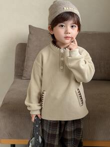 Dazy Kids Infant (Boy) Round Neck Fleece Korean Style Long Sleeve Sweatshirt - Baby Blue - View 4