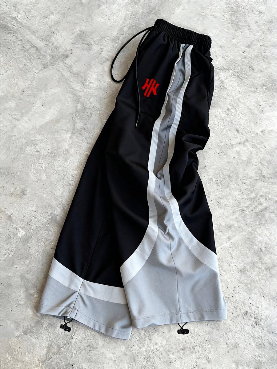 Sport MetroGents Men's Printed Colorblock Drawstring Waist Loose Fit Sports Pants Jogging Gym Summer Vintage Funny - Multicolor - View 1