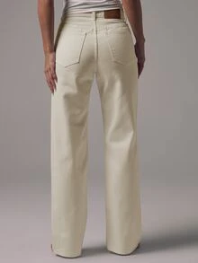 MUSERA Quần jeans denim cạp cao lưng vừa ống đứng màu trắng wash, phong cách casual, phù hợp mùa đông, đi chơi tối, tựu trường, công sở, đi làm, hẹn hò, core chic, xuân hè - trắng - Xem 5