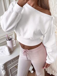 CovetEZ Women Sweatshirts Hoodies Lounge Light Pink Autumn Cute - White - View 1