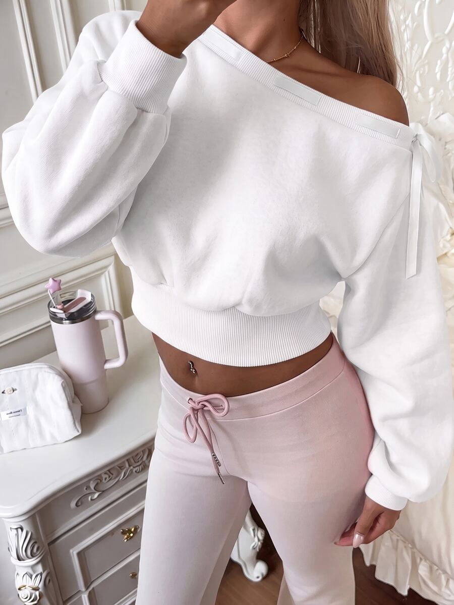CovetEZ Women Sweatshirts Hoodies Lounge Light Pink Autumn Cute - White - View 1