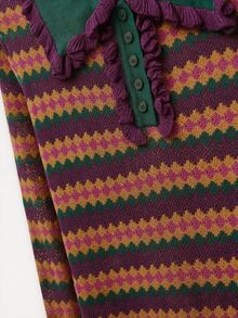Nöista Sweater Lengan Panjang Kasual Bergaris untuk Wanita, Cocok untuk Sehari-hari - Purple - View 11