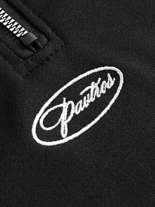 Manfinity Roghcode Men's Fashion Loose Fit Relaxed Premium Minimalist Clean Fit Unisex Couple Old Money Style Personalized Christmas Daily Wear Zip-Up Polo Shirt - Black - View 2