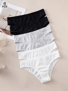 SHEIN 6pcs/Pack Fresh Small Polka Dot Comfortable Minimalist Women's Triangle Panties - Multicolor - View 1