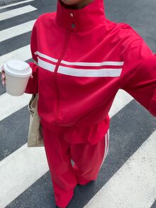 Muchica Women's New Autumn Red Open Front Jacket And Pants Set For Going Out, Streetwear, Y2K,Fall Clothes For Women - Red - View 7